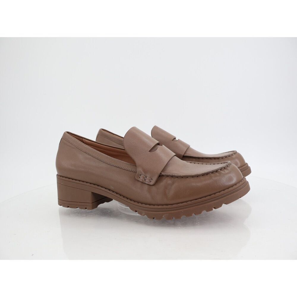 Cole Haan Camea Lug Penny Loafer SZ 11B Brown Leather Chunky Heel Slip On W28814